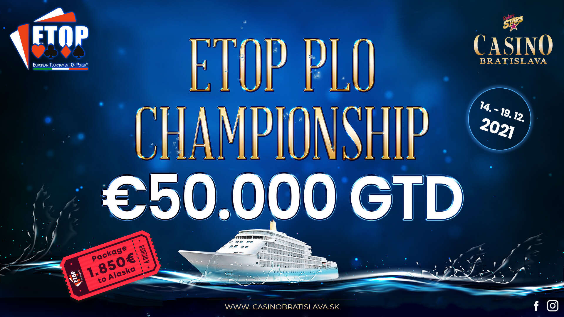 Omahový festival so vstupenkou na loď na Aljašku! Do Bratislavy mieri ETOP PLO Championship 50.000€